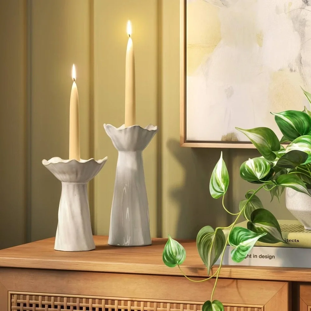 Short Sculpted Foliage Taper Candle Holder‎ - Threshold, Target